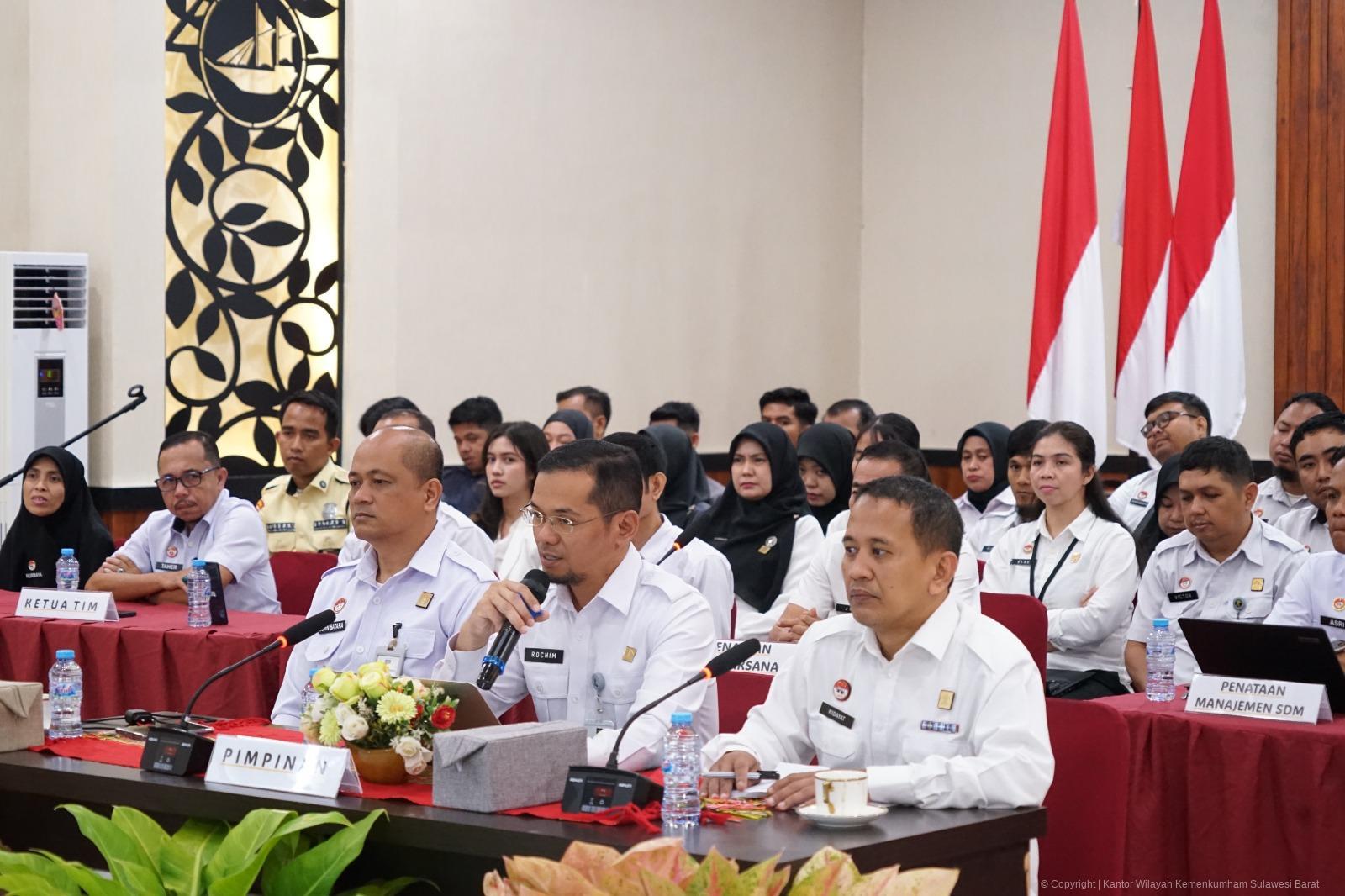 Ikuti Evaluasi Pembangunan ZI WBBM, Kanwil Kemenkum Sulbar Yakini Raih WBBM